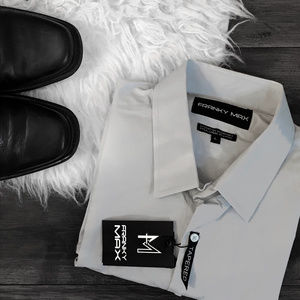 Men's NWT Franky Max Tapered-Fit Grey Dress Shirt